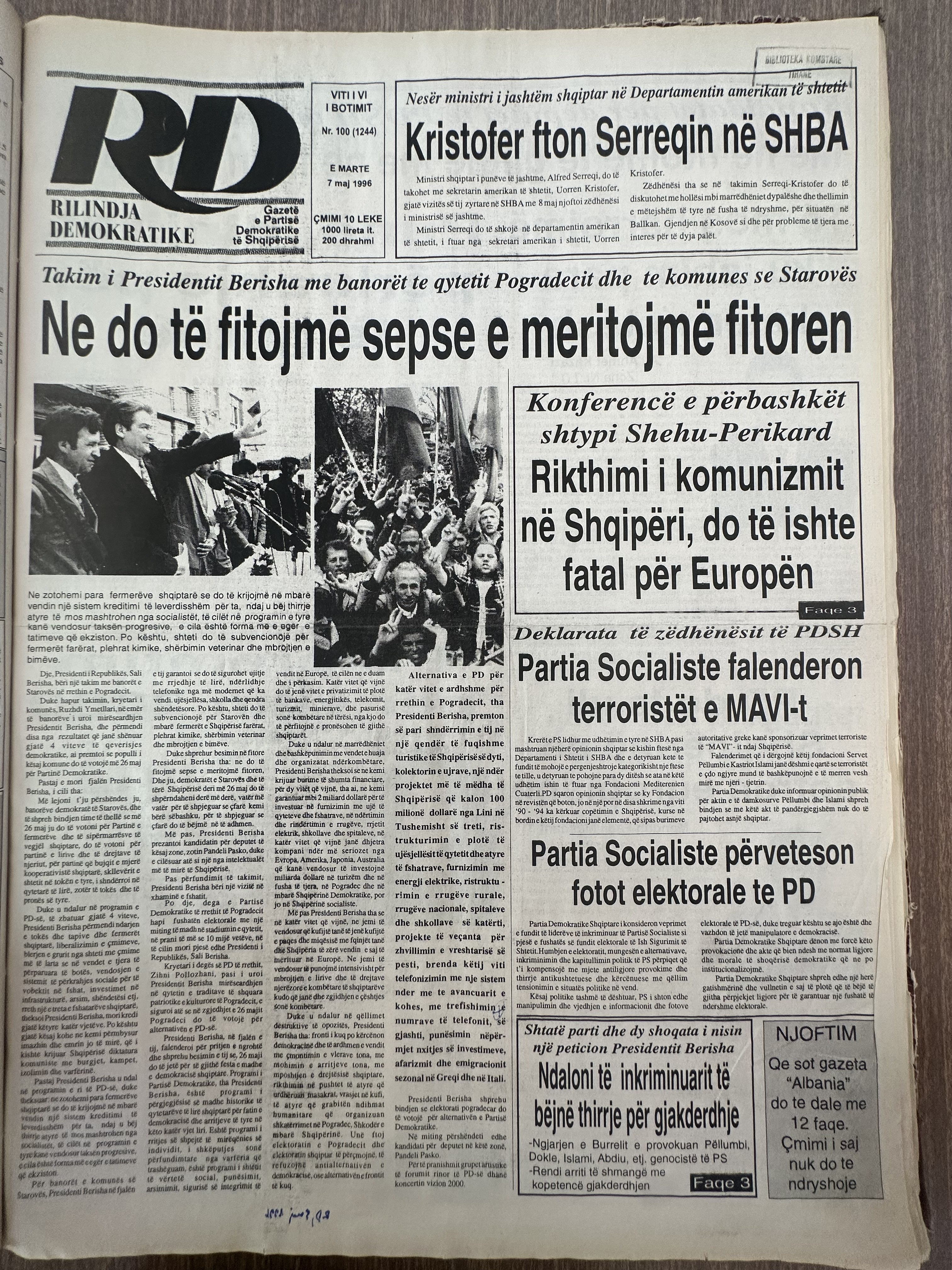 Rilindja Demokratike 1996-05-07